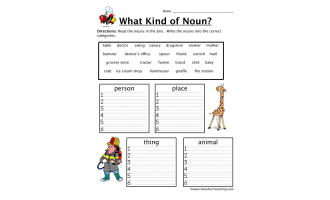Sorting Nouns Worksheet