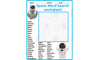 space day Word Search 2rd 3th 4th 5th Grade worksheet activity