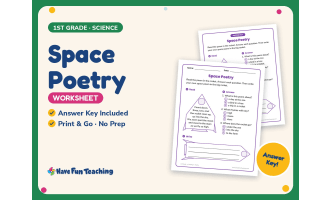 Space Poetry Worksheet – 1st Grade Science Practice + Answer Key