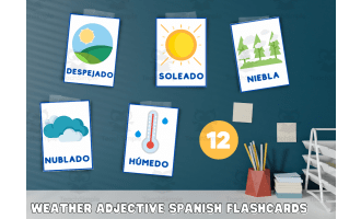 Spanish Adjective Weather Words Flash Cards