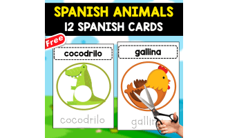 SPANISH ANIMALS | 12 FREE SPANISH FLASHCARDS + GAME