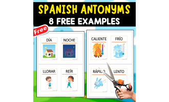 SPANISH ANTONYMS | 8 FREE FLASHCARDS WITH PICTURES_J