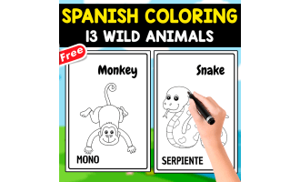 SPANISH COLORING PAGES | 13 WILD ANIMALS