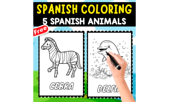 SPANISH COLORING PAGES | 5 ANIMALS