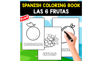 SPANISH COLORING PAGES | 6 FRUITS IN SPANISH