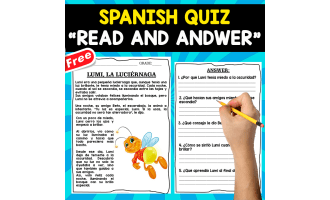SPANISH COMPREHENSION TEXT | LUMI,LA LUCIÉRNAGA