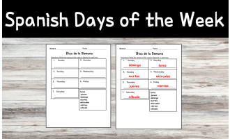 Spanish Days of the Week Quiz Test Practice Activity