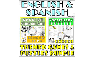 Spanish English Bilingual Vocabulary Activities SCHOOL ITEMS