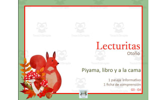 Spanish | Espanol | Bridging Lecturita Otoño Spanish Reading Comprehension Comprensión lectora Piyama, libro y a la cama
