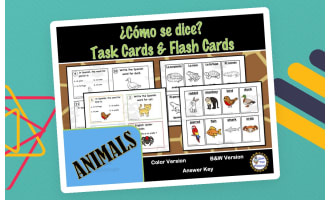 Spanish Flash Cards and Task Cards - Animals