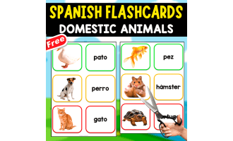 SPANISH FLASHCARDS OF THE DOMESTIC ANIMALS | 18 FLASHCARDS