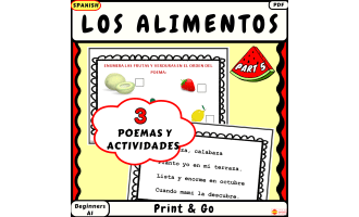 Spanish Food vocabulary activities for kids Los alimentos Part5 Poemas