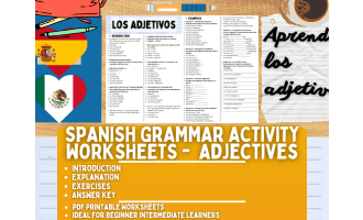 Spanish Grammar Activity Worksheets - Adjectives