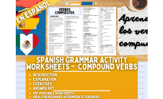 Spanish Grammar Activity Worksheets - Compound Verbs - Spanish Only