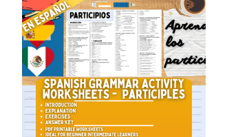 Spanish Grammar Activity Worksheets - Participles - Spanish Only