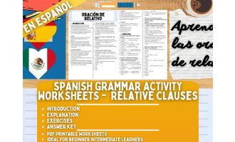 Spanish Grammar Activity Worksheets - Relative Clauses - Spanish Only