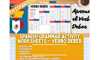 Spanish Grammar Activity Worksheets - Verb Deber - Spanish Only