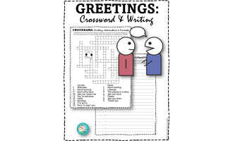 Spanish Greetings: Crossword and Writing Conversation Sheet