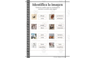 Spanish: Identify the Image + Write A Story Worksheet - Escritura Creativa
