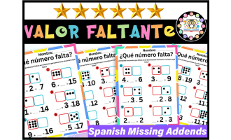 Spanish Missing Addend Worksheets Domino | Numeros Que Faltan