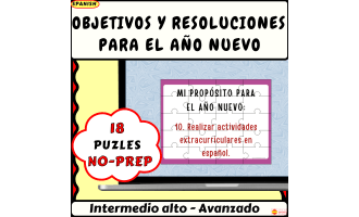Spanish New Year Resolutions 18 Digital Puzzles for High School