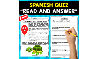 SPANISH READING COMPREHENSION TEXT | LA TORTUGA Y EL GLOBO ROJO