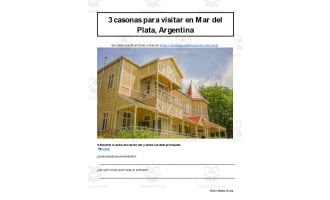 Spanish: Reading + Listening Activity | 3 casonas para visitar en Mar del Plata, Argentina