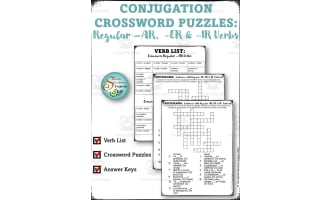 Spanish: Regular Verbs AR ER IR Puzzles