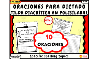 Spanish spelling dictation Week 11 Tilde diacrítica en polisílabas