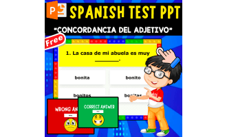 SPANISH TEST PPT | CONCORDANCIA DEL ADJETIVO | 10 QUESTIONS