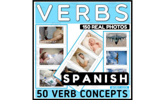 Spanish Verbs Flash Cards Vocabulary Real Photos