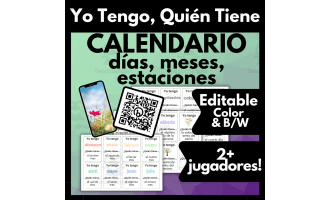 Spanish Vocab Review Game Calendario Yo Tengo, Quién Tiene