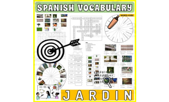 Spanish Vocabulary Flash Cards Crossword Wordsearch Anagram GARDEN