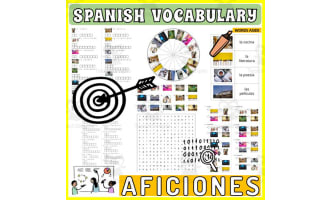 Spanish Vocabulary Flash Cards Crossword Wordsearch Anagram HOBBIES