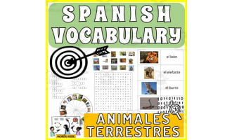 Spanish Vocabulary Flash Crossword Wordsearch Anagram LAND ANIMALS