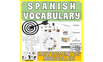 Spanish Vocabulary Flash Crossword Wordsearch Anagram MUSIC