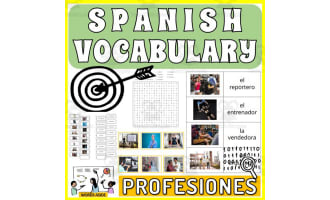 Spanish Vocabulary Flash Crossword Wordsearch Anagram PROFESSIONS