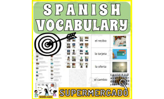 Spanish Vocabulary Flash Crossword Wordsearch Anagram SUPERMARKET