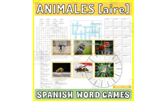 Spanish Word Games | Crossword Wordsearch Anagram | AIR ANIMALS
