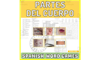 Spanish Word Games | Crossword Wordsearch Anagram | BODY PARTS
