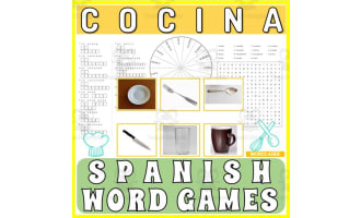 Spanish Word Games | Crossword Wordsearch Anagram | KITCHEN
