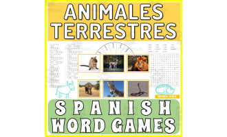 Spanish Word Games | Crossword Wordsearch Anagram | LAND ANIMALS