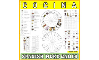 Spanish Word Puzzles Crossword Wordsearch Anagram KITCHEN