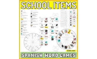Spanish Word Puzzles Crossword Wordsearch Anagram SCHOOL ITEMS