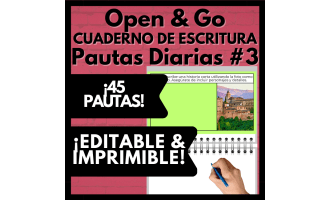 Spanish Writing Prompt Journal, 45-Days Warm-Up, Editable #3