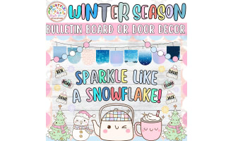Sparkle like a Snow: Winter & January Bulletin Board or Door Decor Kit