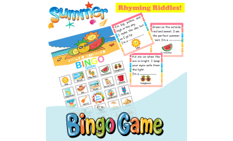 Speech Therapy Summer Bingo Riddles - ELA Games - End of The Year