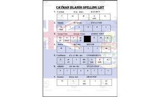 Spelling List: Cayman Island