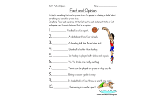 Sports Fact and Opinion Worksheet