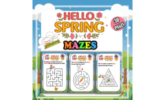 Spring Break Activities Mazes | Preschool Kindergarten Fine Motor Puzz